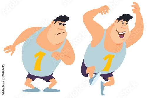 Happy athlete winner. Illustration for internet and mobile website.