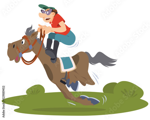 Jockey on horse. Illustration for internet and mobile website.