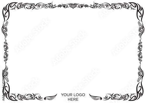 Design in vintage, retro style. Frame in the Old Norse Celtic style, isolated on white, vector illustration