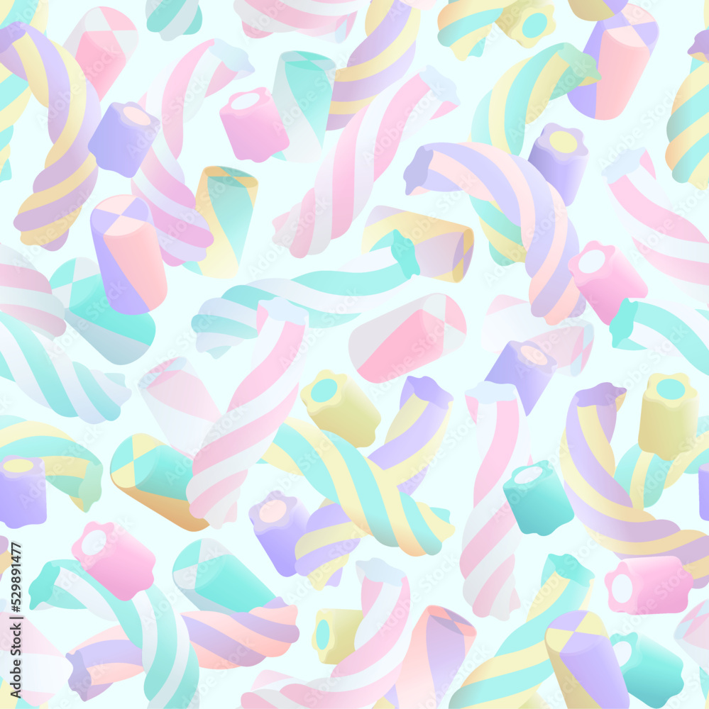 Colorful marshmallows seamless pattern. Sweet sugar candy on light background. Vector illustration in flat style. Colorful marshmallows seamless pattern. Sweet sugar candy on light background. Vector illustration in flat style.