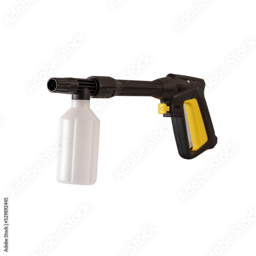 a water gun with a foaming agent from a high-pressure car wash. isolated on white.