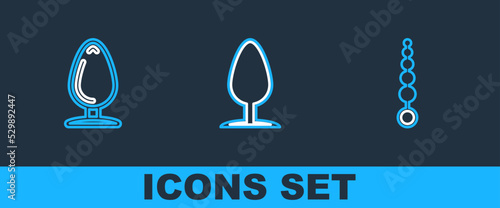 Set line Anal beads, plug and icon. Vector