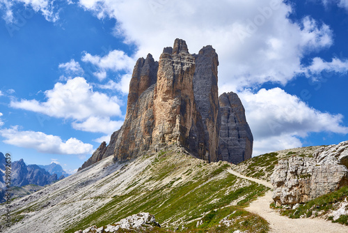 view of the peaks of tre cime di lavaredo, in italy © marco