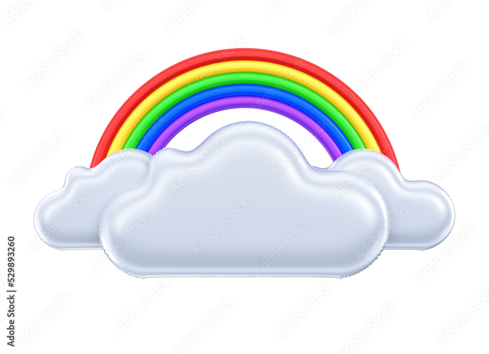 3D Rendering of Clouds with colored rainbow