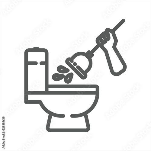 Clogged Toilet simple line icon
