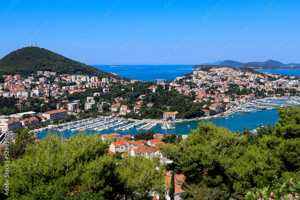 The Sight to the City and Harbour of Dubrovnik in Croatia