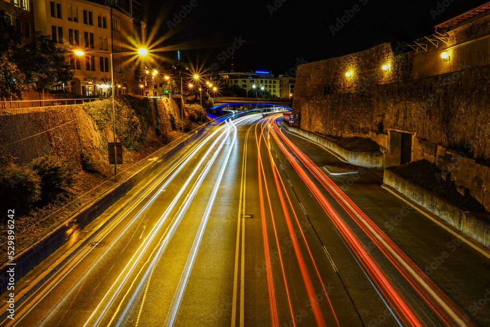Long Exposure of cars on a highway at night
