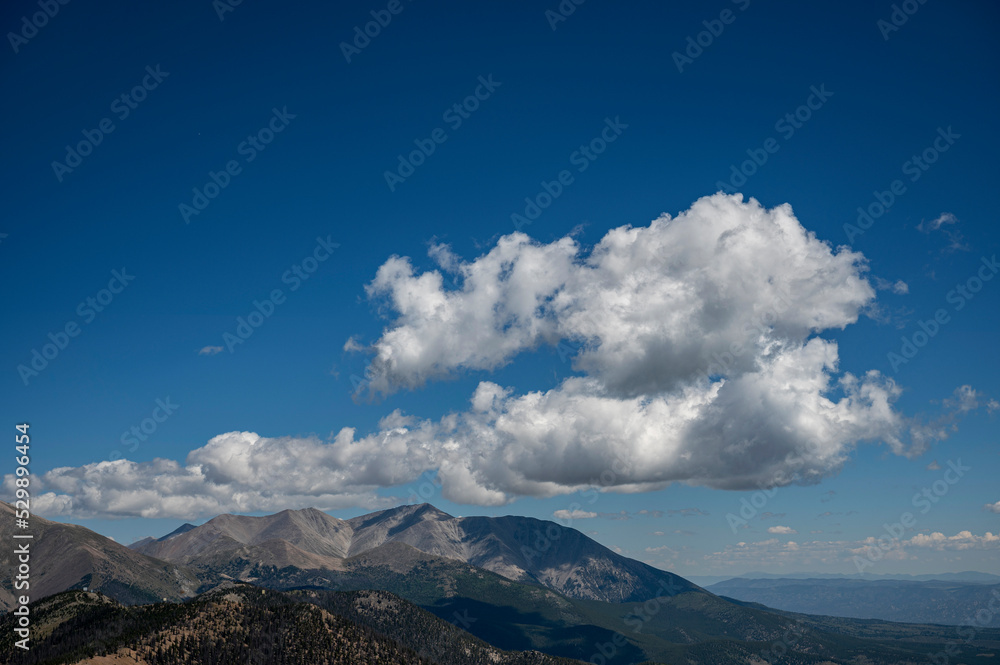 Rocky Mountains with blue skies and clouds