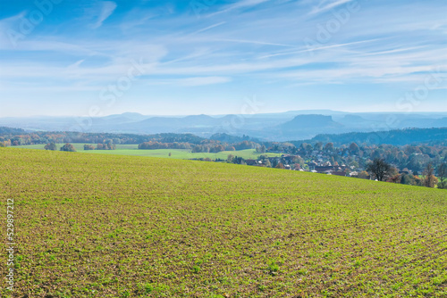 Hohburkersdorfer Rundblick in der Sächsische Schweiz - mountains in autumn, view to the Saxon Switzerland photo