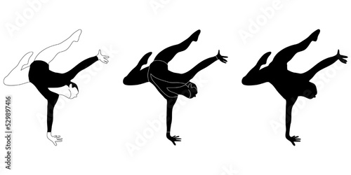 Flat design gymnast, gym girl  silhouette illustration. Gymnastics. Isolated vector