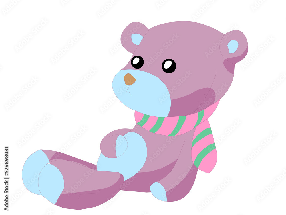 Naklejka premium Cute teddy bear waving hand cartoon icon illustration.