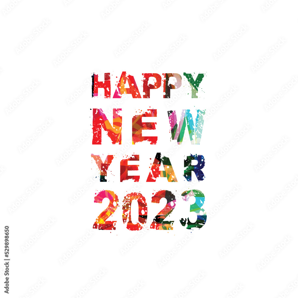 Happy 2023 New Year vector illustration in red color. Happy New Year banner for seasonal holiday greeting cards, flyers and party invitations	