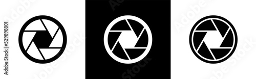 Camera lens diaphragm icon. Camera shutter symbol. Aperture signs, vector illustration