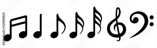 Music notes icons set. Music notes symbol signs, vector illustration