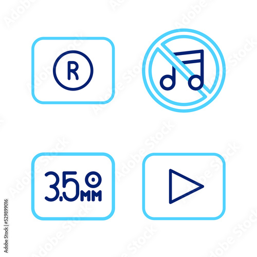 Wallpaper Mural Set line Play button, Audio jack, Speaker mute and Record icon. Vector Torontodigital.ca