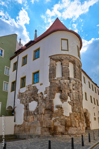 Porta Praetoria in Regensburg, Bavaria, Germany. Northern gate of the former Roman legionary camp of Castra Regina