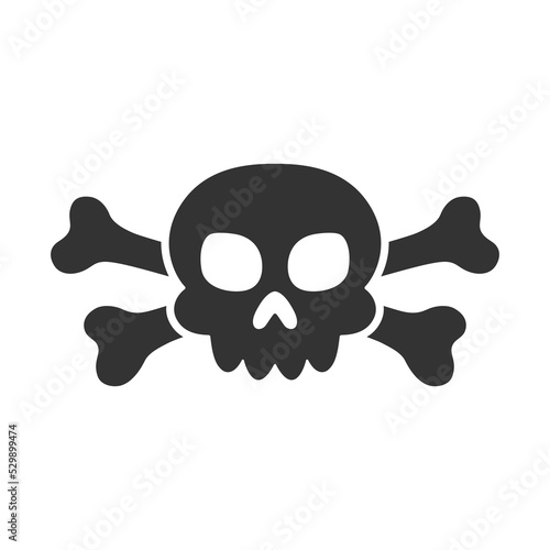 Cartoon skull ana crossbones silhouette. Pirate sign. Holly Roger icon. Death symbol