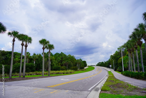 Tampa, FL, USA - 09 10 2022: Thunderstorm cloud above a Florida community 