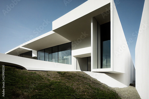 Low Angle View of a Contemporary Villa Exterior © dani3315
