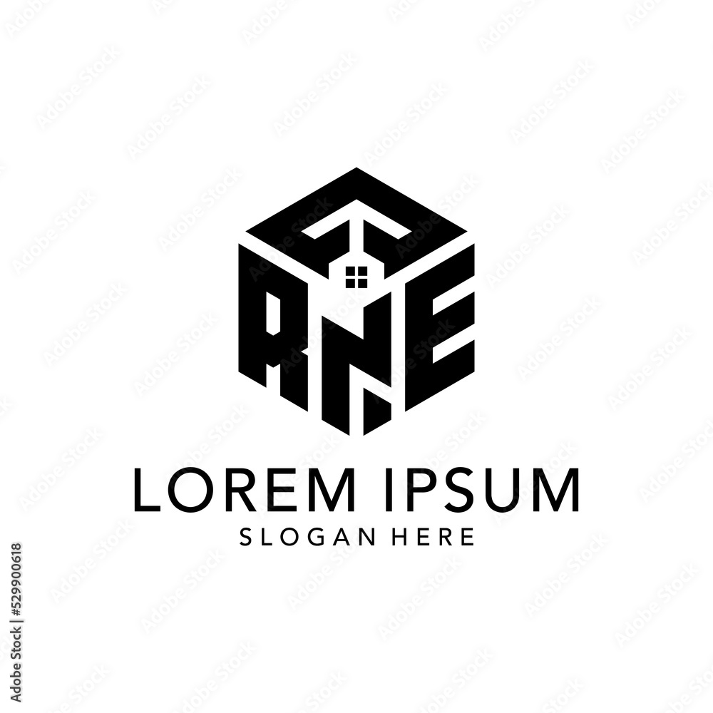 initial r n e logo design vector illustration isolated white background initial r n e logo design vector illustration isolated white background