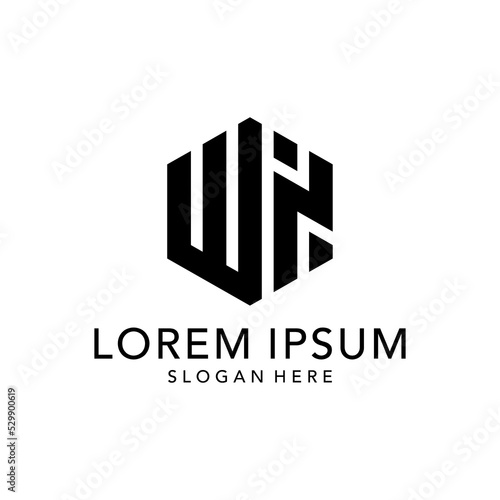 initial w n logo design vector illustration isolated white background