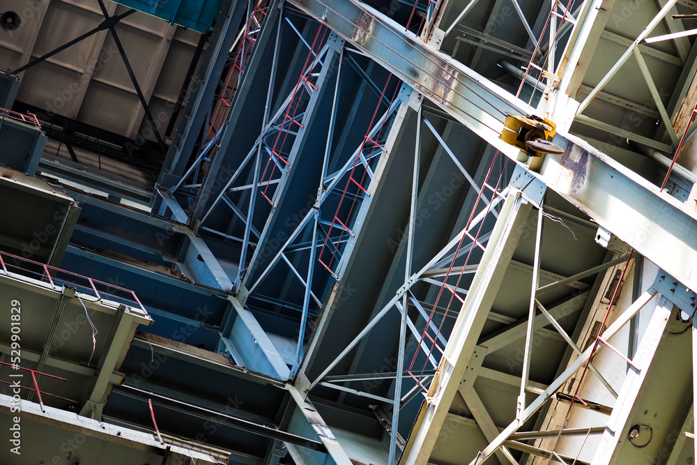 Ladders, crane and support structures at industrial factory Ladders, crane and support structures at industrial factory