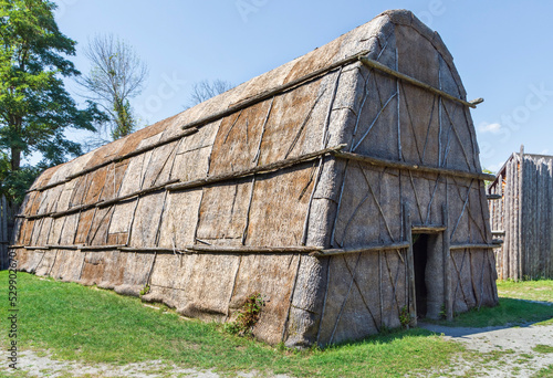 Wendat longhouse in Sainte Marie Among the Hurons, Midland, Ontario, Canada