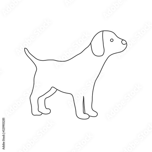 Puppy dog animal silhouette simple line vector.