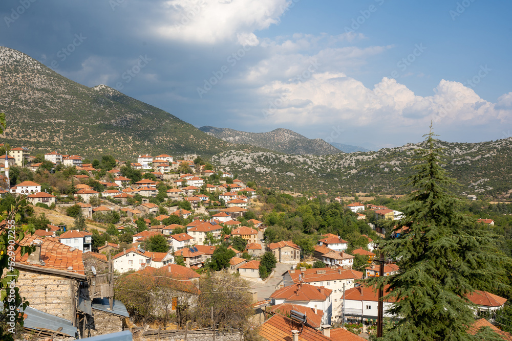 General view of ibradı district, famous for its buttoned houses (Düğmeli Evler) Antalya - Turkey.
