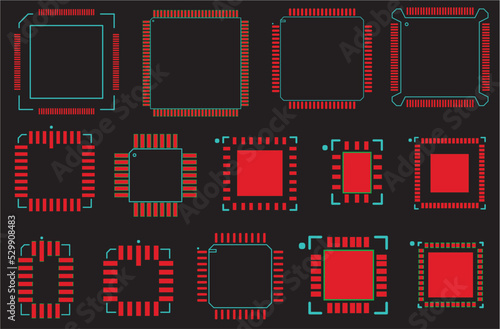 A footprint for mounting an electronic
component on a printed circuit board. Assembly 
drawing of the printed circuit board.
Surface mounting, smd component.