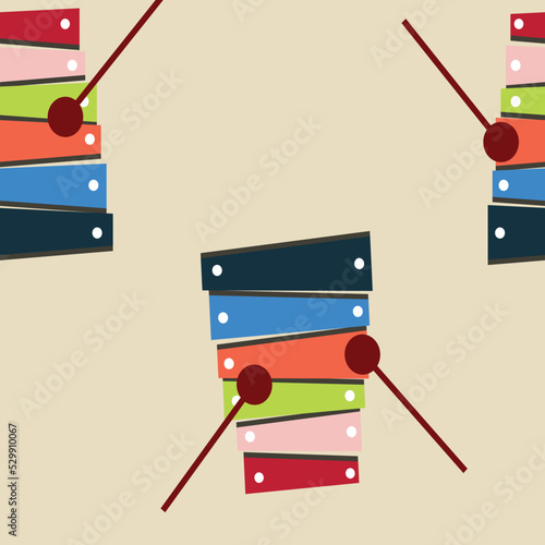 Colorful xylophone seamless vector pattern