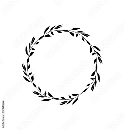 Floral frame in sketch style on white background. Floral sketch. Vintage frame logo. Hand drawn. Line icon. Line art. Vector design.