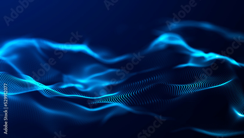 Futuristic point wave. Abstract background with a dynamic wave.Connecting background. Abstract wave. Artificial intelligence. Big data technology 3d rendering