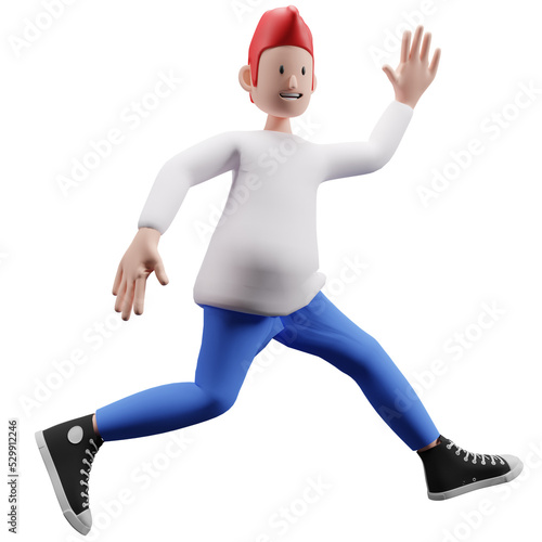 3d render of a boy running looking like he s late somewhere