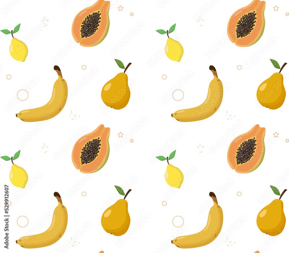 Obraz premium Seamless pattern with different fruits.