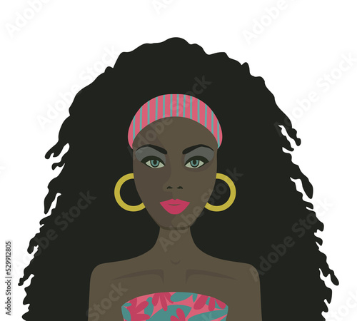 Beautiful woman with afro hairstyle, african woman face