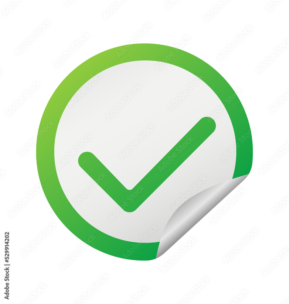 Flat yes no sticker. Check mark icon vector isolated. Accept button, decline button. Vector illustration. Flat yes no sticker. Check mark icon vector isolated. Accept button, decline button. Vector illustration.