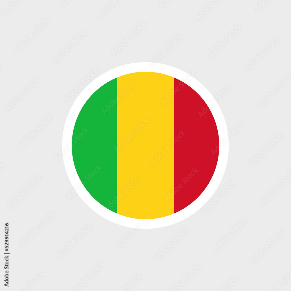 Fototapeta premium Flag of Mali. Malian flag, vertical tricolor: red, yellow, green. Symbol of the Republic of Mali.