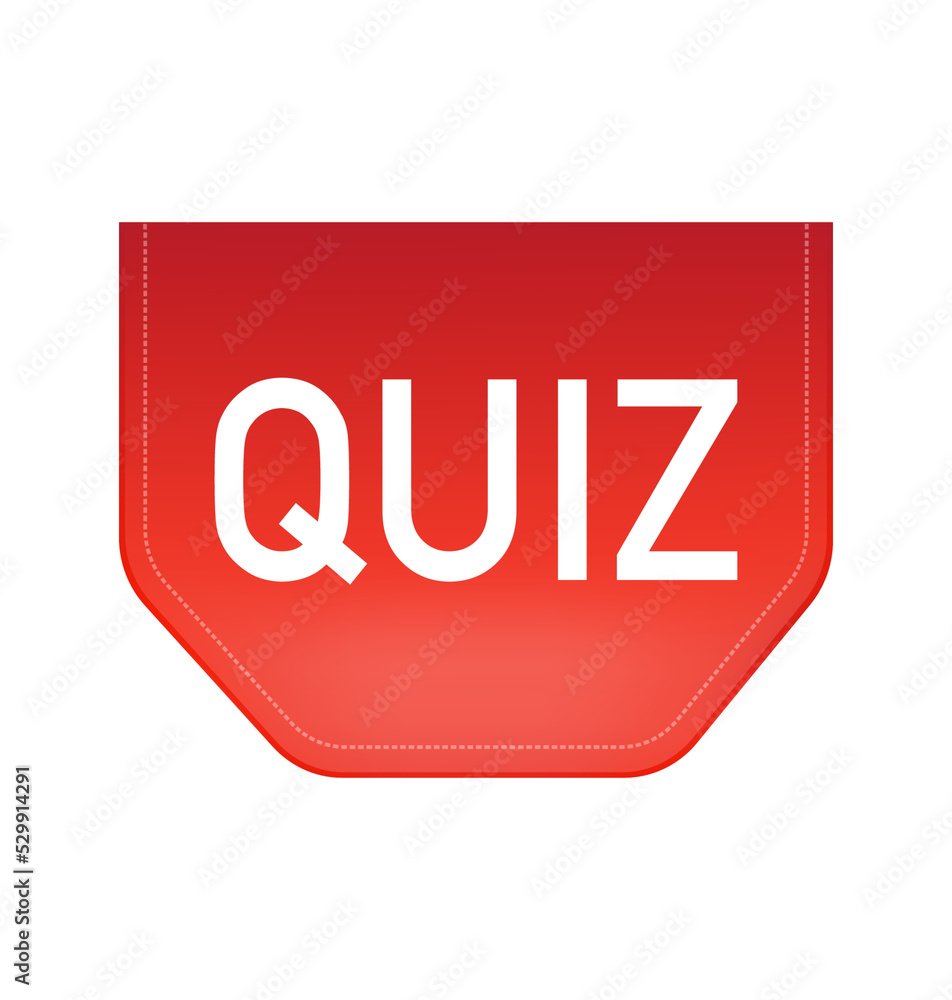 Quiz red ribbon isolated on white background. Red label, banner for any purposes. Vector illustration. Quiz red ribbon isolated on white background. Red label, banner for any purposes. Vector illustration.