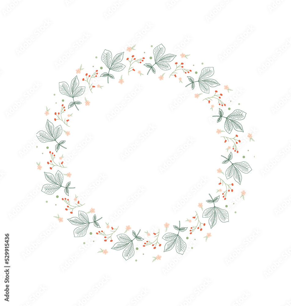 Floral frame in sketch style on white background. Floral sketch. Vintage frame logo. Hand drawn. Line icon. Line art. Vector design.