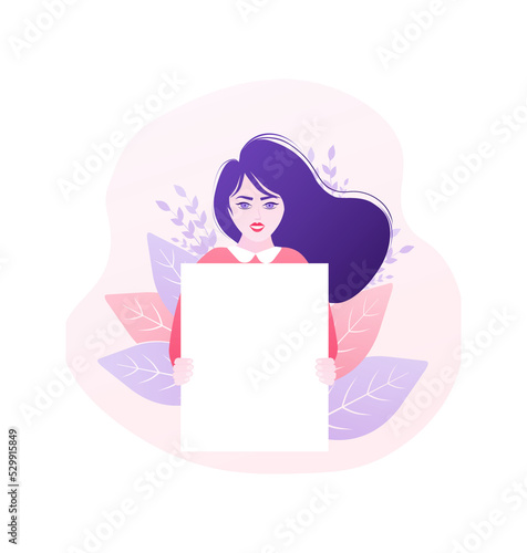 Women holding placard, great design for any purposes. Vector character illustration. Flat cartoon vector illustration.