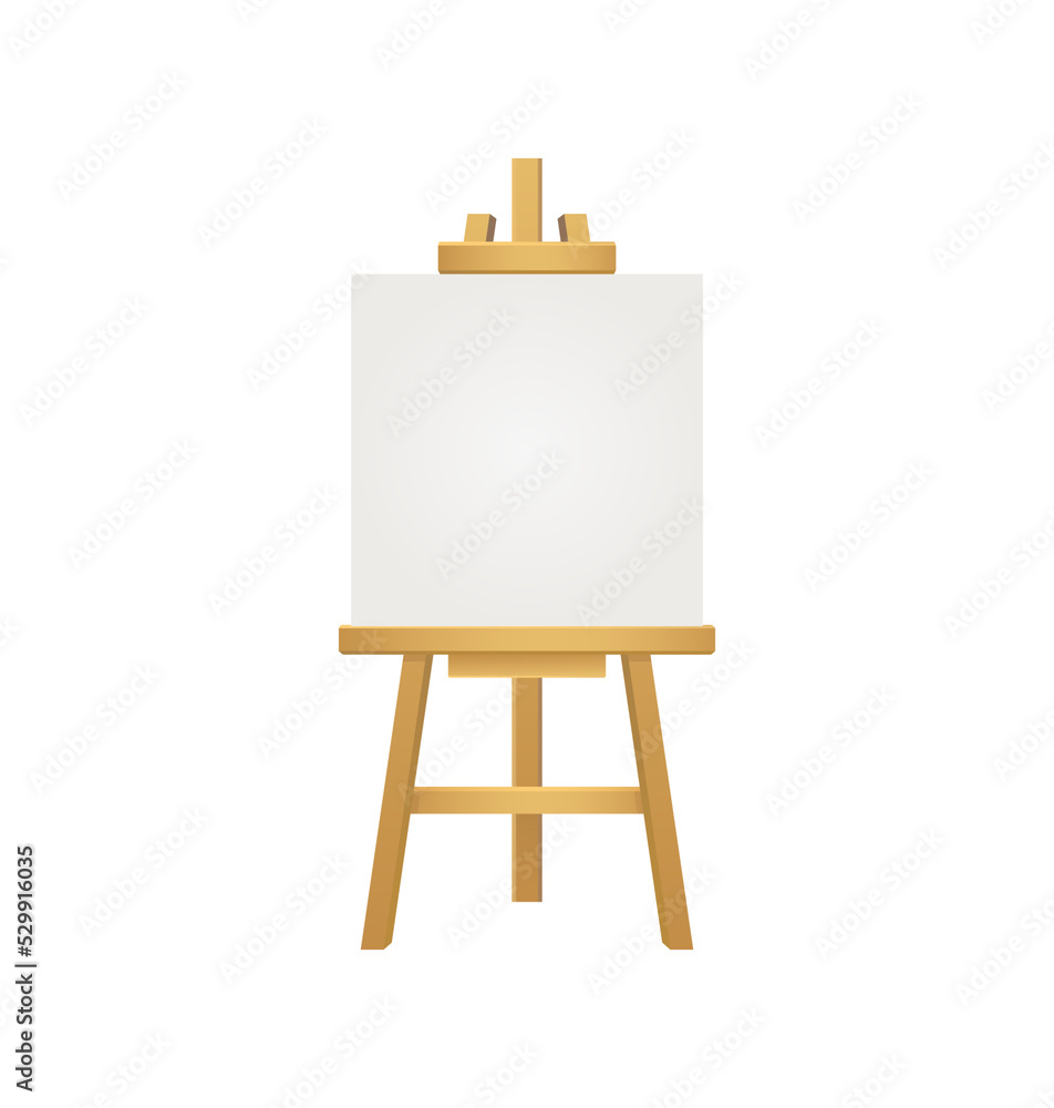 White easel on white background. Watercolor mockup on black backdrop. Brush painting. Vector paint. White easel on white background. Watercolor mockup on black backdrop. Brush painting. Vector paint.