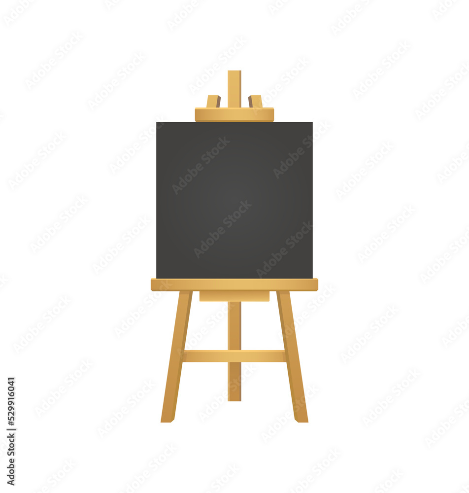 White easel on white background. Watercolor mockup on black backdrop. Brush painting. Vector paint. White easel on white background. Watercolor mockup on black backdrop. Brush painting. Vector paint.