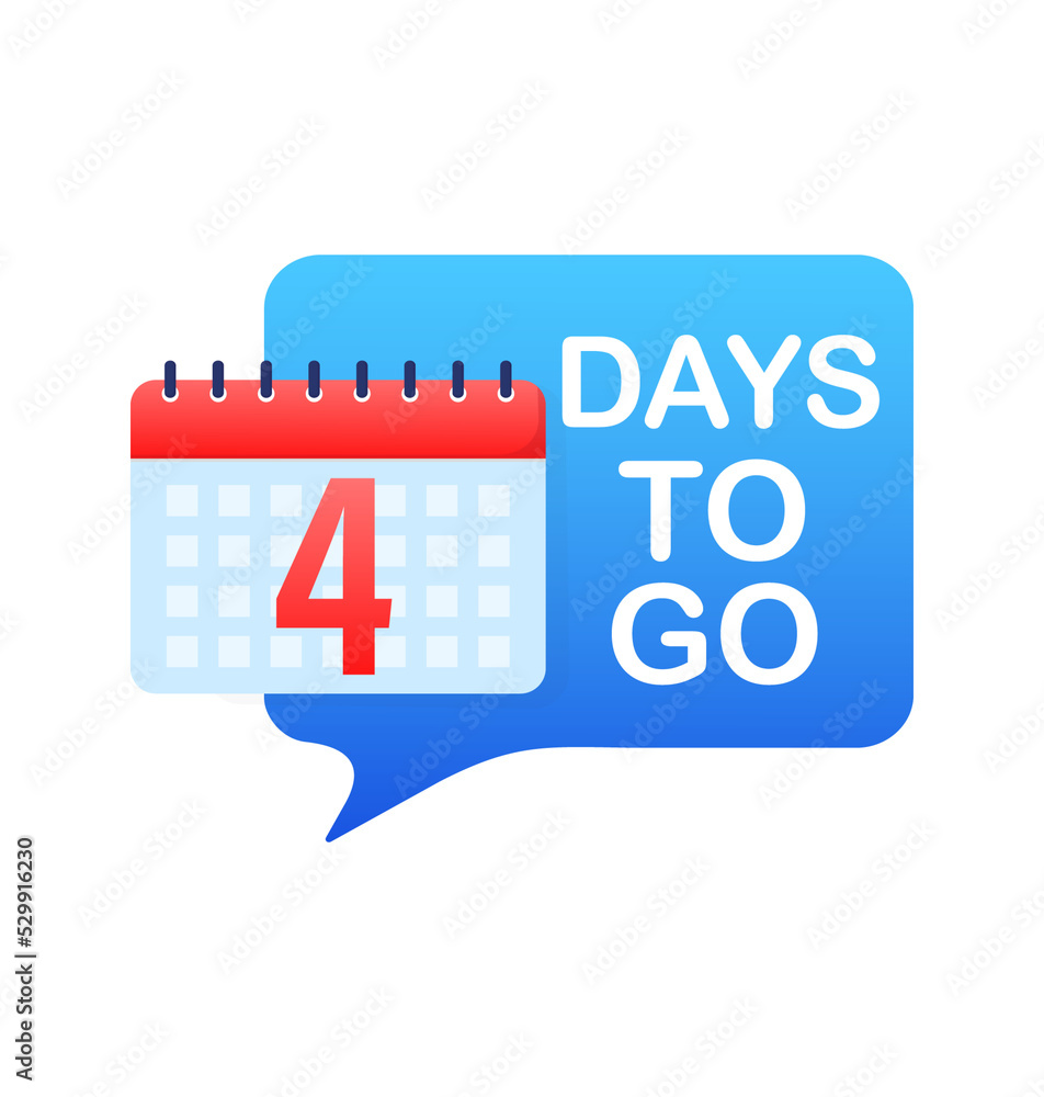 4 day to go in modern style. Special offer badge. Web design. Sale tag. Vector illustration. 4 day to go in modern style. Special offer badge. Web design. Sale tag. Vector illustration.