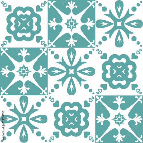Talavera azulejo ceramic tiles, traditional spanish portuguese vintage pattern for wall and floor decoration, vector illustration for design