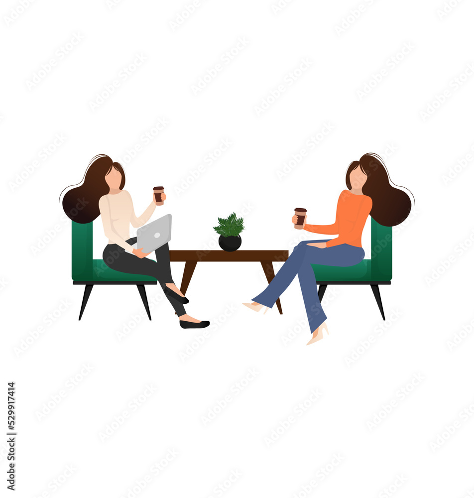 Flat vector illustration. Cozy room interior. Interior design. Cartoon people vector illustration. Flat vector illustration. Cozy room interior. Interior design. Cartoon people vector illustration.