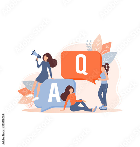 Frequently asked questions page template. Vector web banner. Customer service. Flat isometric vector illustration. Customer support. Abstract background.
