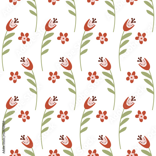 Bluebell flower pattern on white background seamless pattern for design, campanula flower blossom, vector illustration