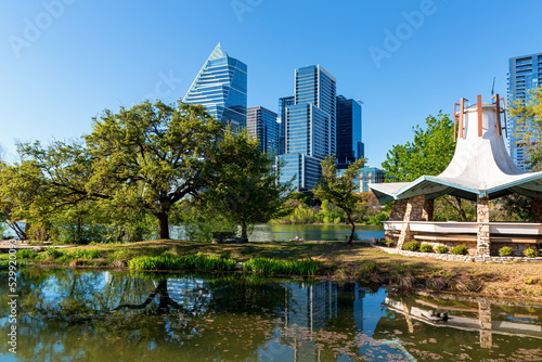 Fotografiet Downtown Austin Texas skyline with view of the Colorado river