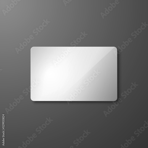 Vector 3d Realistic Blank Silver Credit Card. Design Template of Plastic Credit or Debit Card for Mockup, Branding. Front, Top View